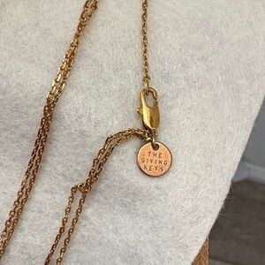 The Giving Keys Gold Double-Layer Necklace with Branded Disc